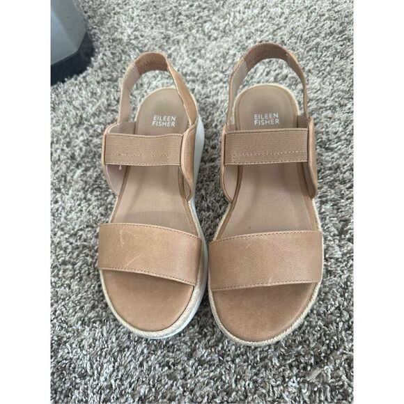 Eileen Fisher Leather Tan Sandals Size 7,5 - Picture 4 of 9